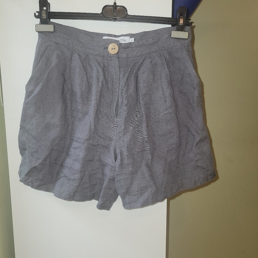 Mantaikotai Abu Dhabi Linen High waisted shorts gray grey size small - Picture 7 of 8